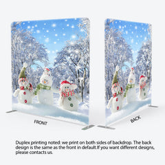 Lofaris Snowman Snowy Grove Christmas Pillow Case Backdrop