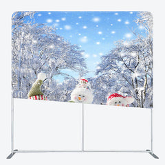 Lofaris Snowman Snowy Grove Christmas Pillow Case Backdrop