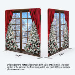 Lofaris Snowy Wood Window Christmas Pillow Cover Backdrop