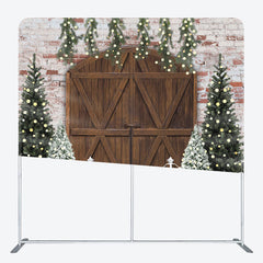 Lofaris Brick Wall Wood Door Christmas Pillow Cover Backdrop