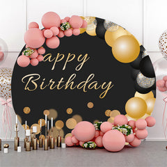 Gold Glitter Balloon Birthday Party Round Backdrop