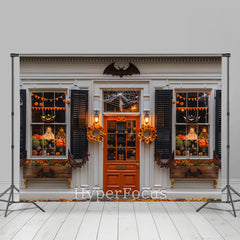 Lofaris White Grey Halloween Store Bats Porch Photo Backdrop