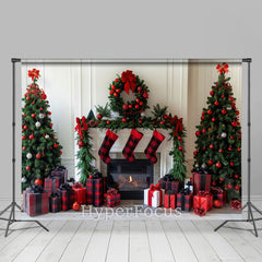 Lofaris White Modern Wall Fireplace Christmas Vibe Backdrop