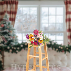 Lofaris Snowy Window Scene Christmas Vibe Headboard Backdrop