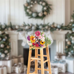 Lofaris White Wall Fireplace Socks Tree Christmas Backdrop