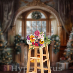 Lofaris Vinatge Curtain Xmas Trees Christmas Photo Backdrop