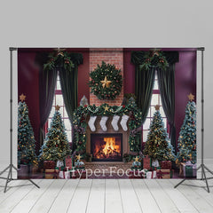 Lofaris Festive Retro Room Xmas Tree Christmas Vibe Backdrop