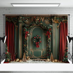 Lofaris Green Gold Luxury Wall Red Curtain Christmas Backdrop