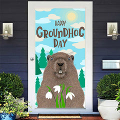 Lofaris Blue Sky Cloud Sunny Happy Groundhog Day Door Cover