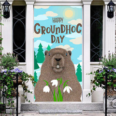 Lofaris Blue Sky Cloud Sunny Happy Groundhog Day Door Cover