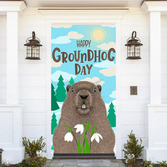 Lofaris Blue Sky Cloud Sunny Happy Groundhog Day Door Cover