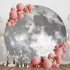 Bright Moon Surface Craters Circle Birthday Backdrop