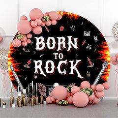 Lofaris Black Passionate Born To Rock Round Birthday Backdrop