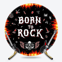 Lofaris Black Passionate Born To Rock Round Birthday Backdrop