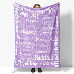 Personalized Purple Name Blanket Designed Gift For Kid