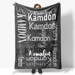 Personalized Name Black Blanket For Adult Kid Gift