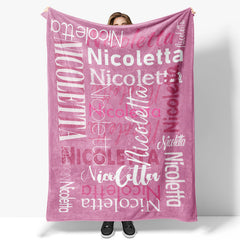 Custom Name Pink Theme Blanket For Adult Kid Gift