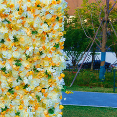 White Yellow Green Leaf Artificial Flower Wall