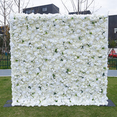 Pure White Green Leaf Artificial Wedding Flower Wall