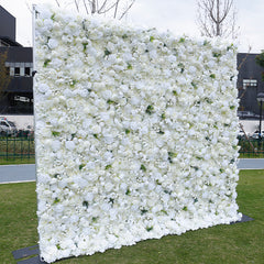 Pure White Green Leaf Artificial Wedding Flower Wall