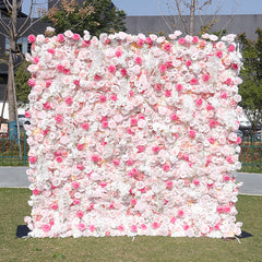 White Pink Romantic Artificial Wedding Flower Wall