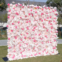 White Pink Romantic Artificial Wedding Flower Wall