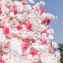 White Pink Romantic Artificial Wedding Flower Wall