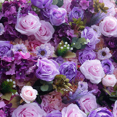 Pink Purple Elegant Artificial Wedding Flower Wall