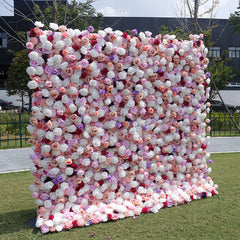 White Pink Purple Elegant Flower Wall For Wedding