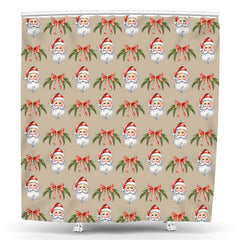 Lofaris Repeated Santa Head Bow Tie Christmas Shower Curtain