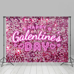 Lofaris Pink Sequins Glitter Happy Valentines Day Backdrop