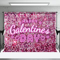 Lofaris Pink Sequins Glitter Happy Valentines Day Backdrop