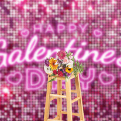 Lofaris Pink Sequins Glitter Happy Valentines Day Backdrop