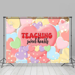 Lofaris Colorful Balloons Teaching Sweet Hearts Backdrop