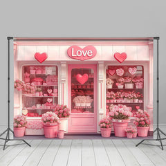 Lofaris Romantic Pink Flower Shop Valentines Day Backdrop