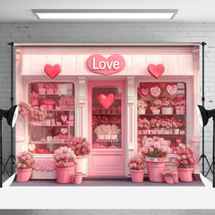 Lofaris Romantic Pink Flower Shop Valentines Day Backdrop