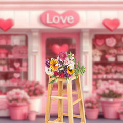 Lofaris Romantic Pink Flower Shop Valentines Day Backdrop