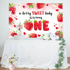 Lofaris A Berry Sweet Baby Is Turning One Birthday Backdrop