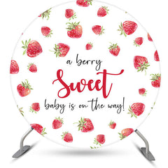 Lofaris A Berry Sweet Fruit White Round Baby Shower Backdrop