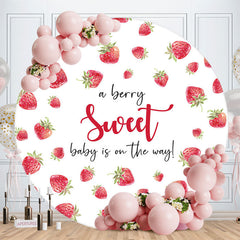 Lofaris A Berry Sweet Fruit White Round Baby Shower Backdrop