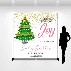 Lofaris A Bundle Of Joy Xmas Custom Baby Shower Backdrop