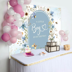 Lofaris A Little Boy On The Way Florals Baby Shower Backdrop