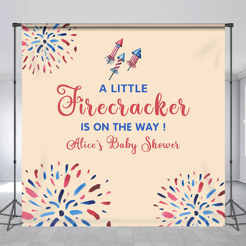 Lofaris A Little Firecracker Custom Baby Shower Backdrop