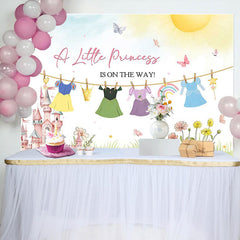 Lofaris A Little Princess Castle Floral Baby Shower Backdrop