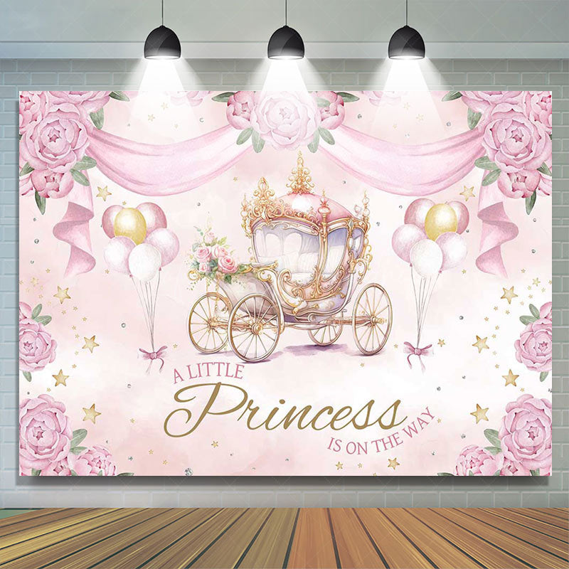 Lofaris A Little Princess Pink Floral Baby Shower Backdrop