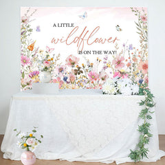 Lofaris A Little Wildflower Butterfly Baby Shower Backdrop