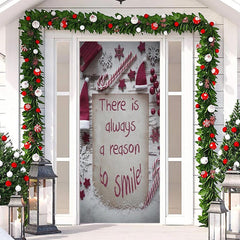 Lofaris A Reason To Smile White Red Christmas Door Cover