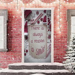 Lofaris A Reason To Smile White Red Christmas Door Cover