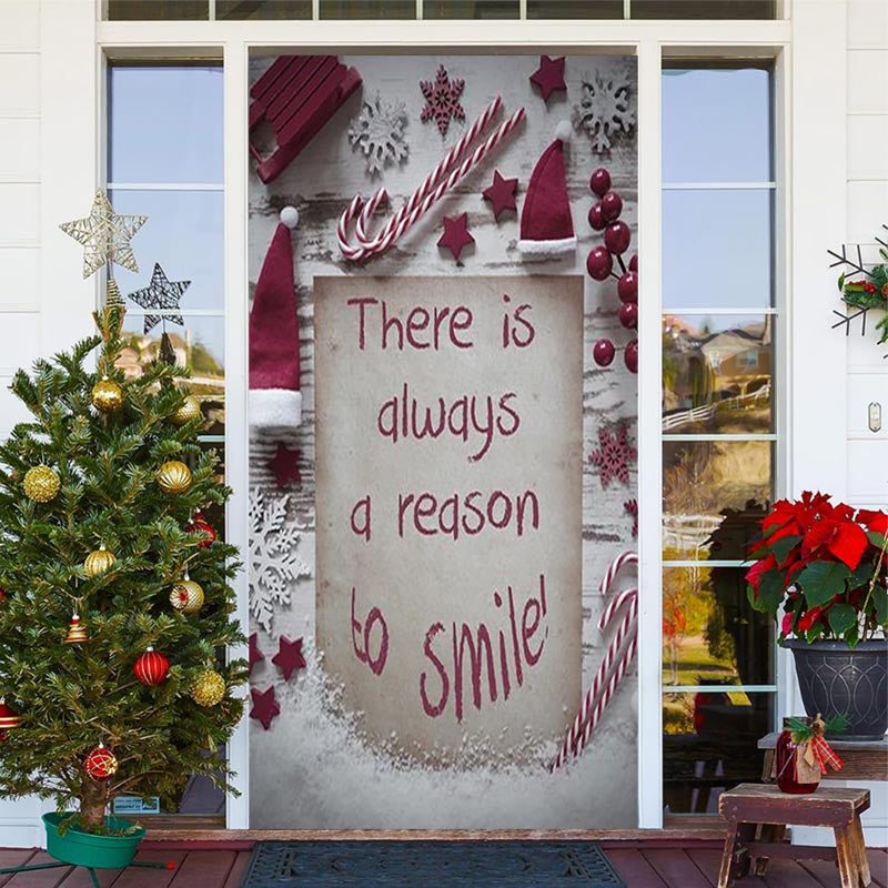 Lofaris A Reason To Smile White Red Christmas Door Cover