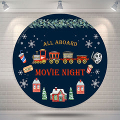 Lofaris Aboard Movie Night Christmas Round Birthday Backdrop